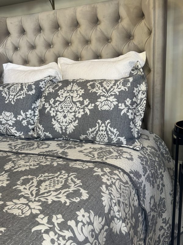 Clara Blue Damask Bedspread