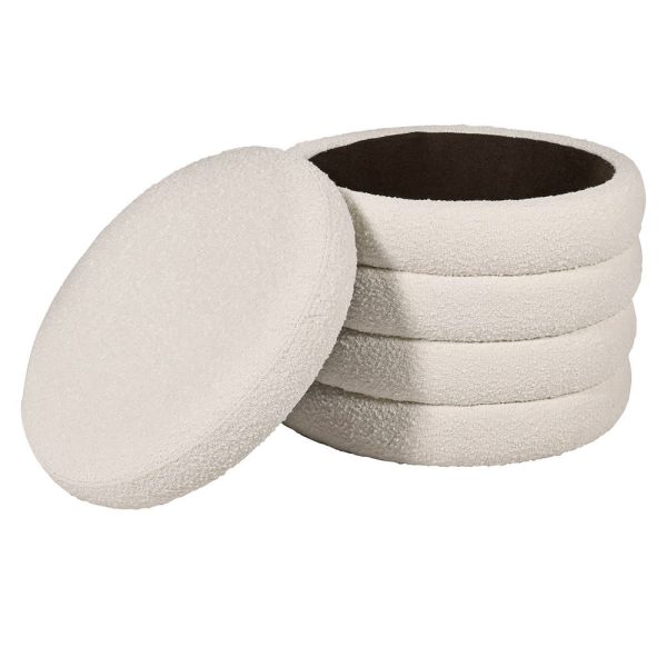 Salcombe Boucle Ribbed Ottoman Stool - Image 3