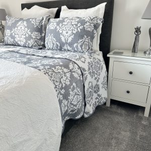 Clara Blue Damask Bedspread