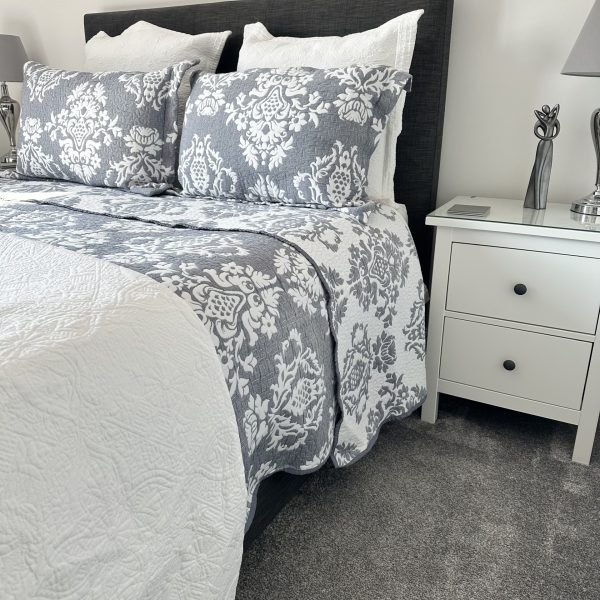 Clara Blue Damask Bedspread