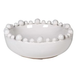Fowey White Ceramic Bobbled Bowl