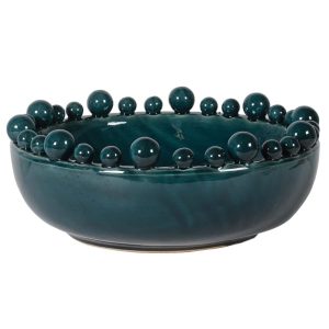 Fowey Teal Ceramic Bobbled Bowl