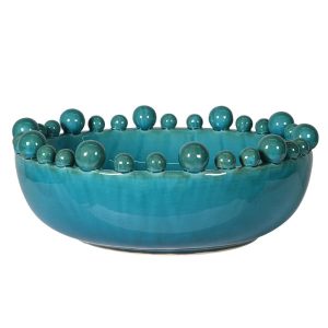 Fowey Aqua Ceramic Bobbled Bowl