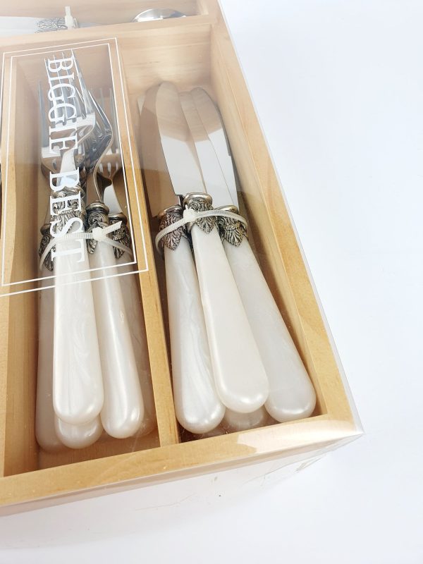 Pearl Handle Royal Clasp 24PC Cutlery Set - Image 2