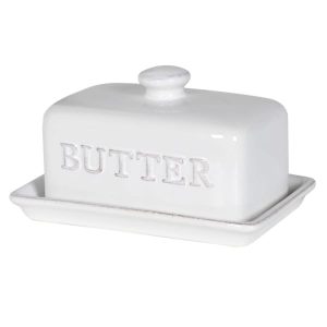 White Clovelly Ceramic Butter Dish